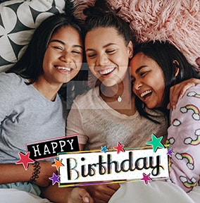 Happy Birthday Star Banner Photo Card