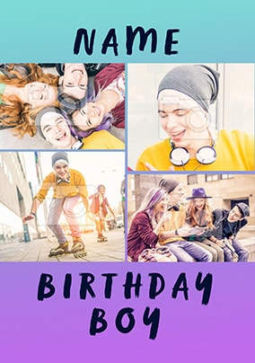 Birthday Boy Blue Multi Photo Card