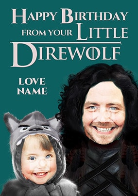 Little Direwolf Multi Photo Birthday Card