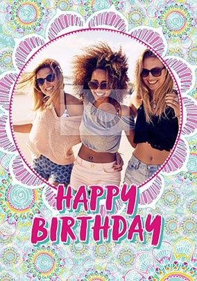 Happy Birthday Circle Pattern Photo Card