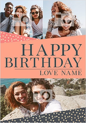 Happy Birthday With Love Multi Photo Card