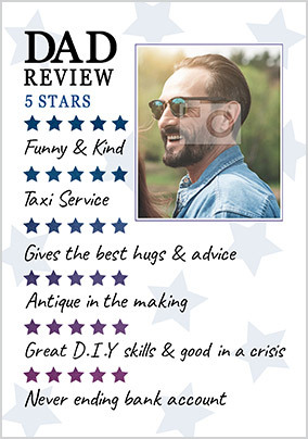 5 Star Dad Photo Birthday Card