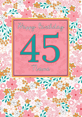Happy 45th Birthday Personalised Card