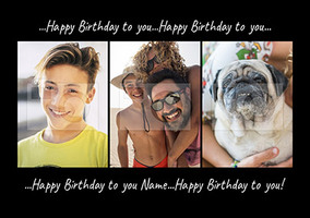 Happy Birthday Three Photo Landscape Card