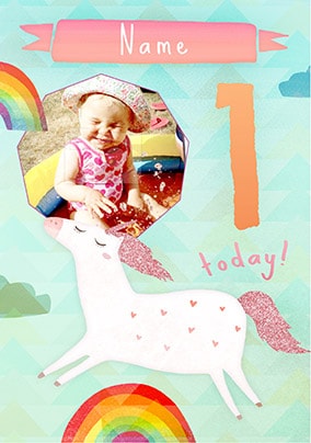 Believe It Baby Birthday Card - 1 Today Unicorn