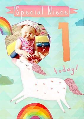 Special Niece Unicorn 1st Birthday Card