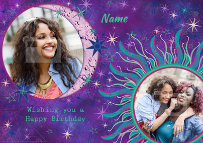 Cosmic Nightshade - Birthday Card Photo Upload Sun & Moon