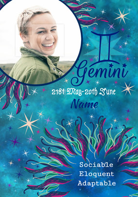 Gemini Birthday Photo Card