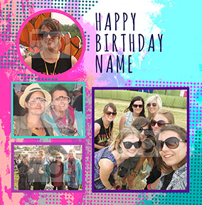Essentials - Birthday Card 4 Photo Upload Square