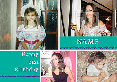 Essentials - 21st Birthday Card Multi Photo Upload Contemporary