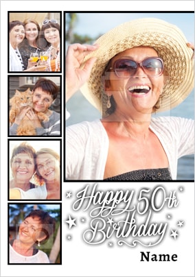 Essentials - 50th Birthday Card 5 Photo Upload