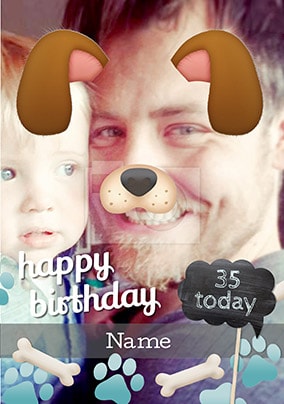 Boys Dog Photo Filter Birthday Card