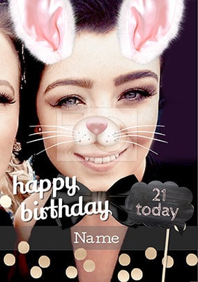 Bunny Photo Filter Birthday Card