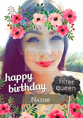 Flower Crown Photo Filter Birthday Card