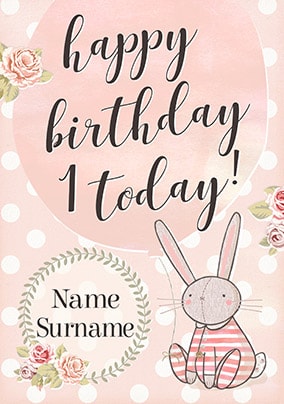 Le Petit Lapin Girl's Birthday Card - 1 Today