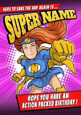 Super Hero Girls Photo Birthday Card