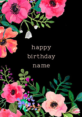 Neon Blush - Birthday Card Black Bloom