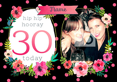 Neon Blush - Birthday Card 30 Today Photo Upload