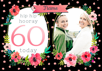Neon Blush - Birthday Card 60 Today Photo Upload