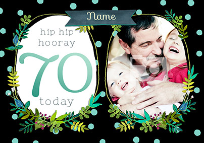 Neon Blush - Birthday Card 70 hip hip hooray Photo Upload