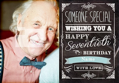 Once Upon A Teatime - Birthday Card Male 70th Birthday Photo Upload