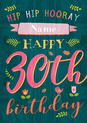 Paper Wood - 30th Birthday Card Female Birthday Wishes