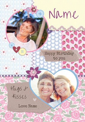 Patchwork - Birthday Card Hugs and Kisses