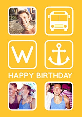 Bus Anchor Multi Photo Birthday Card