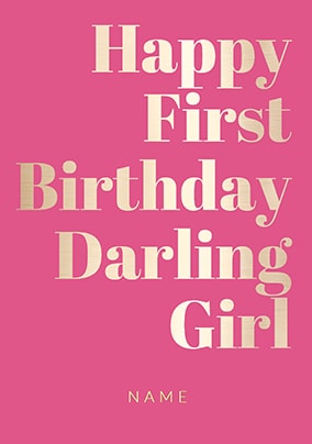 Shine Bright 1st Birthday Card Darling Girl