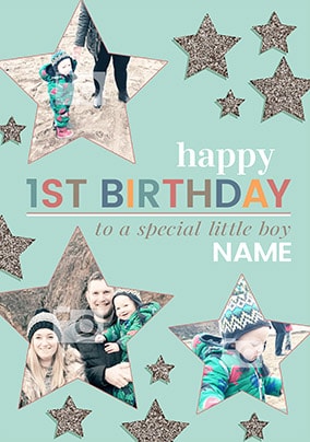 To The Stars 1st Birthday Boy Card