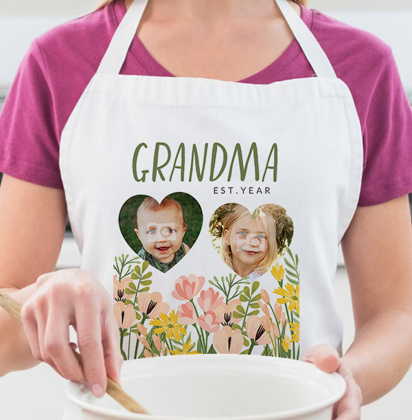 Wild Bloom Grandma Photo Upload Personalised Apron