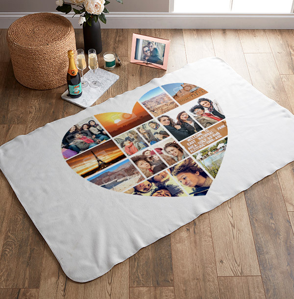 Heart Photo Upload Personalised Blanket