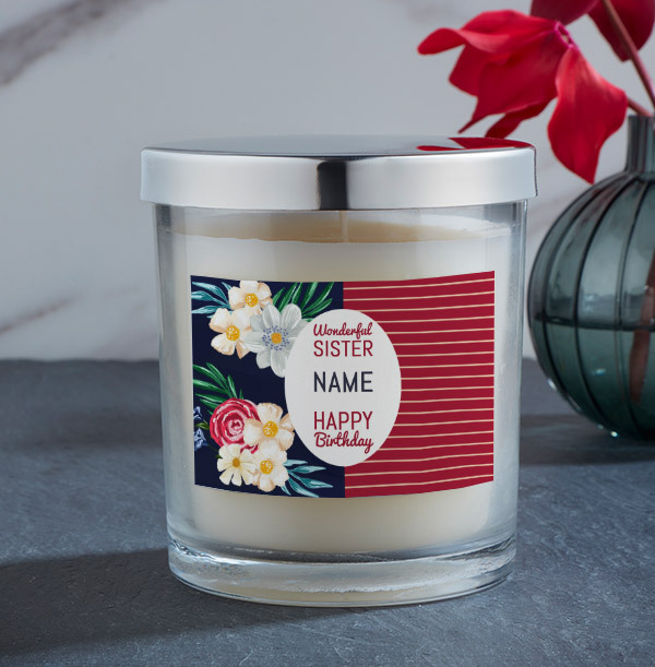 Happy Birthday Sister Personalised Candle