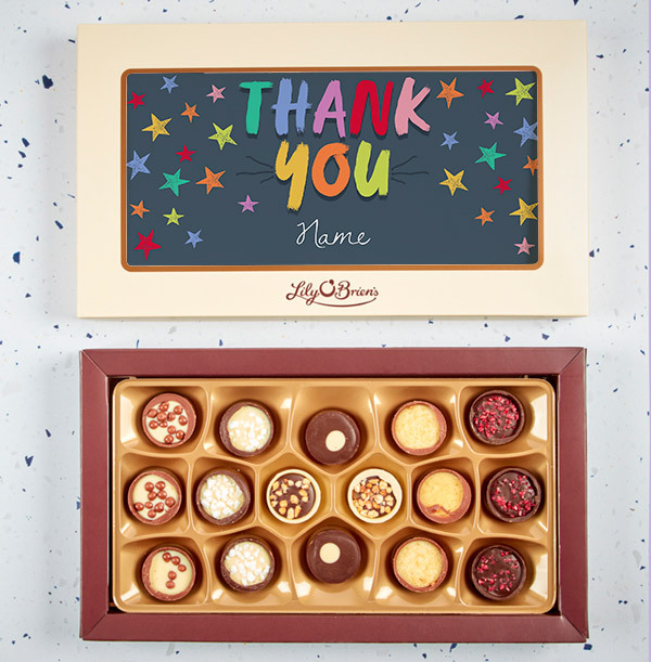 Rainbow Thank You Personalised Chocolates - Box of 16