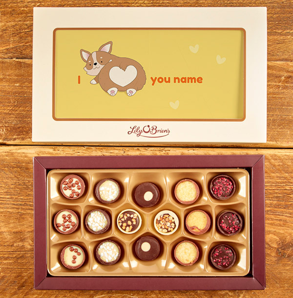 I Heart You Dog Personalised Chocolates - 16 Box