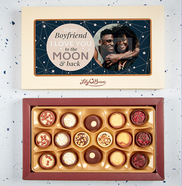 Boyfriend To The Moon & Back Photo Chocolates - 18 Box
