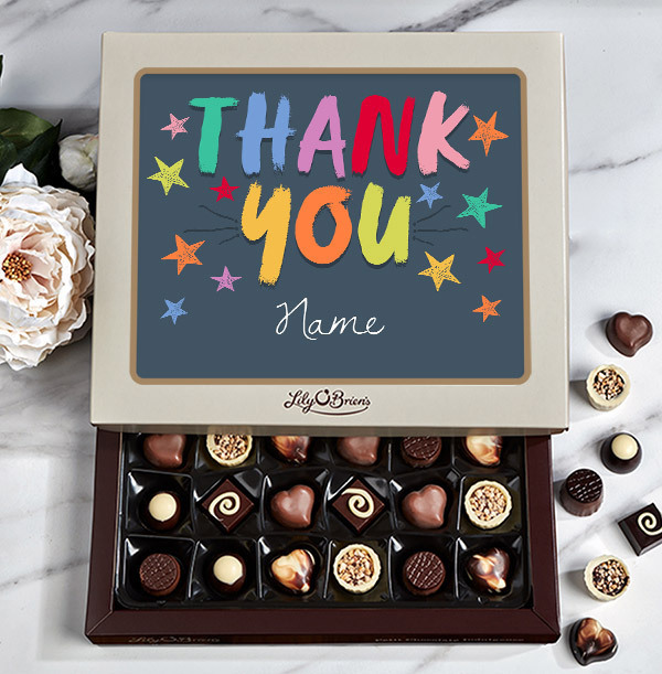 Rainbow Thank You Personalised Chocolates - Box of 30