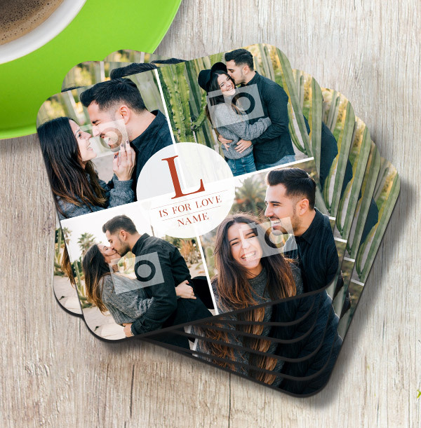 L is for Love Personalised Coaster