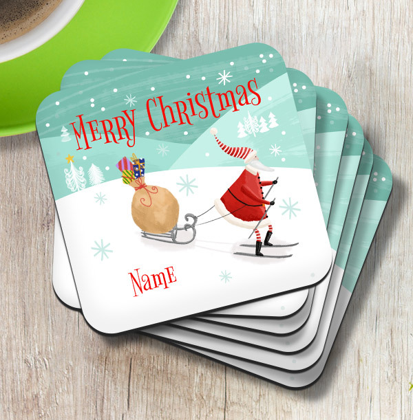 Merry Christmas Santa Personalised Coaster