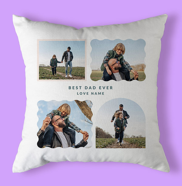 Best Dad Ever Multi Photo Personalised Cushion