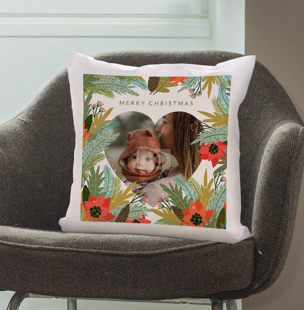 Merry Christmas Photo Upload Cushion