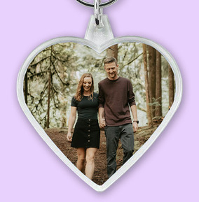 Anniversary Full Photo Upload Heart Shaped Keyring
