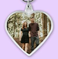 Tap to view Anniversary Full Photo Upload Heart Shaped Keyring