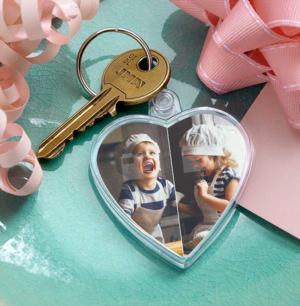 Two Photo Portrait (Left & right) Heart Keyring