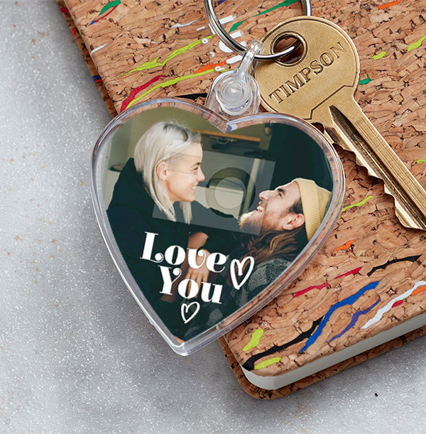 Full Photo Love You Heart Keyring