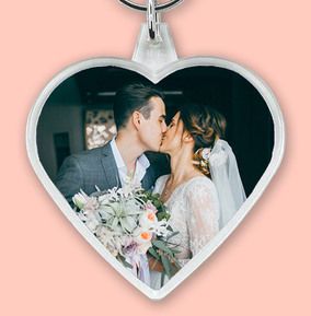Photo of Wedding Full Photo Upload Heart Shaped Keyring