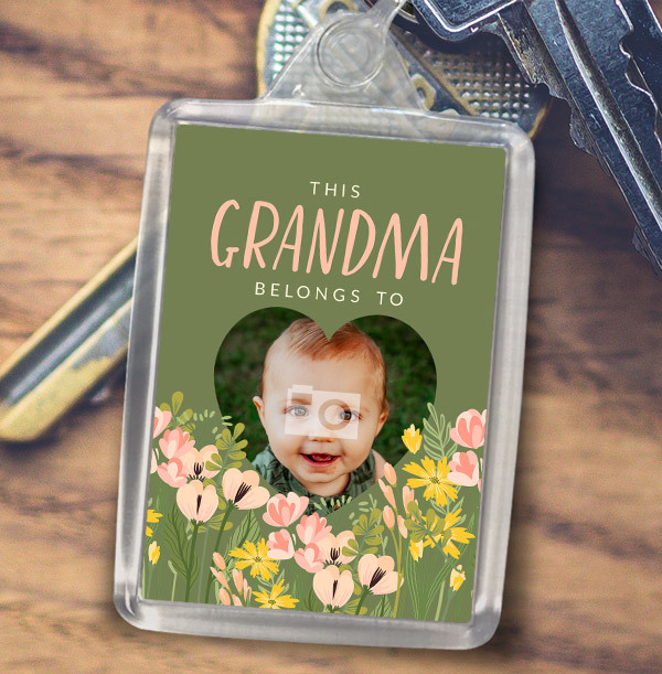 Grandma Heart Photo Keyring