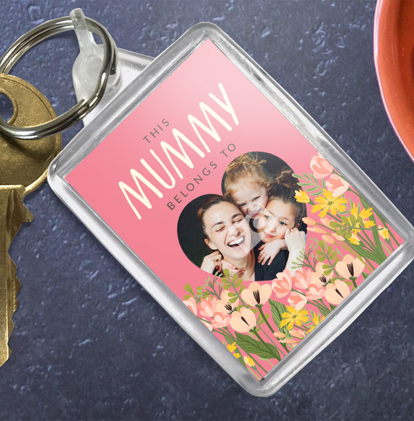 Mummy Floral Heart Photo Keyring