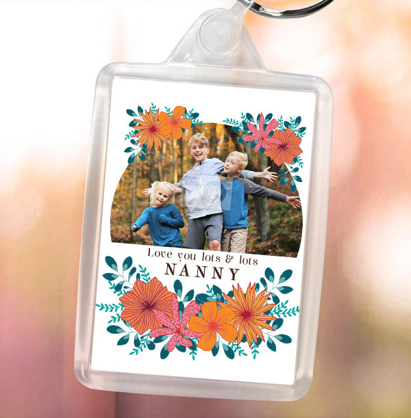 Love You Floral Nanny Photo Keyring