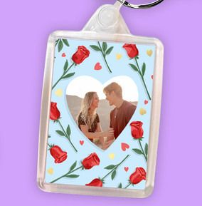 Photo of Hearts & Roses Photo Keyring